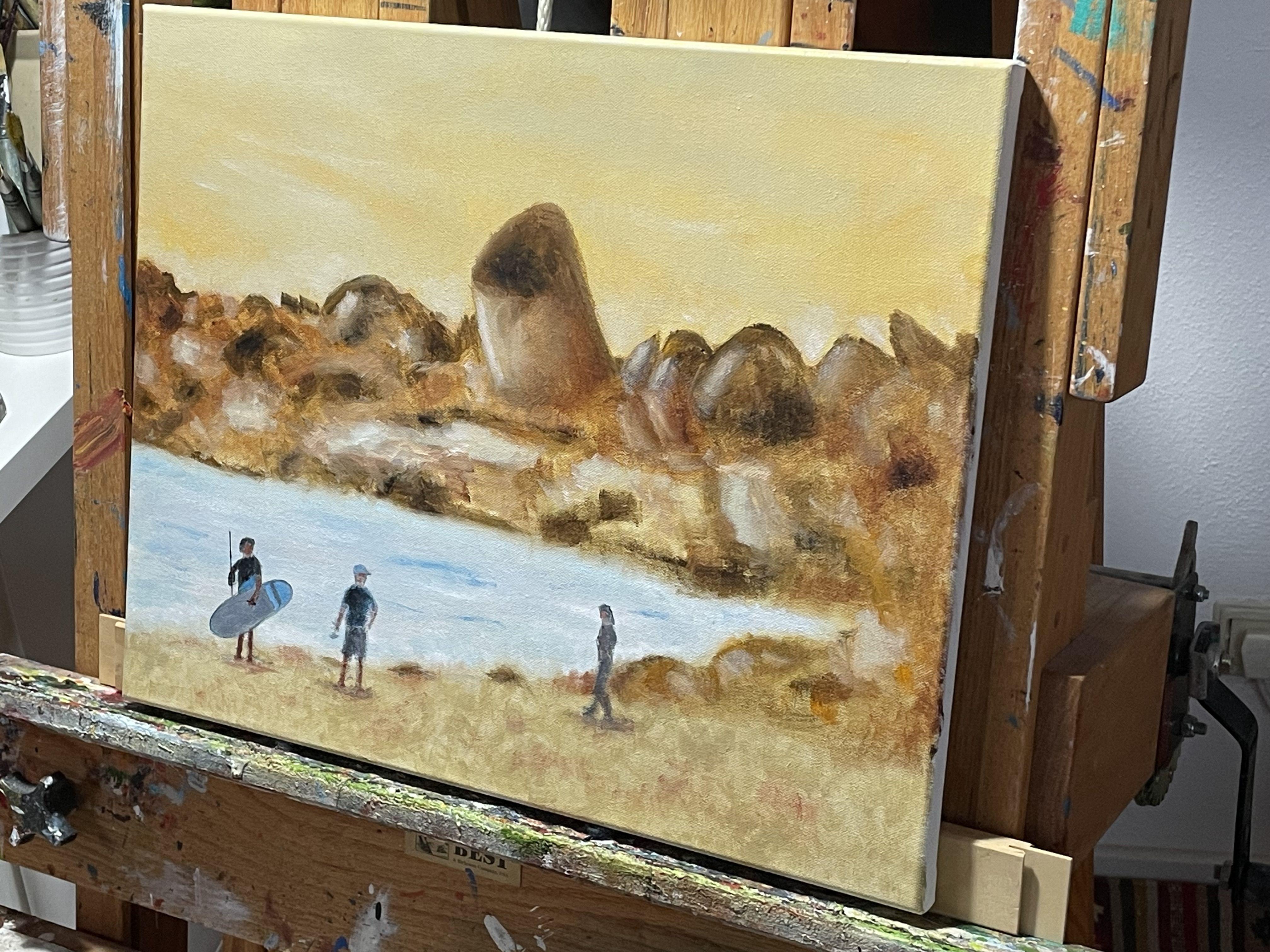 Spiaggia di Lluandudno a Townes, Pittura, Olio su tela in vendita 1