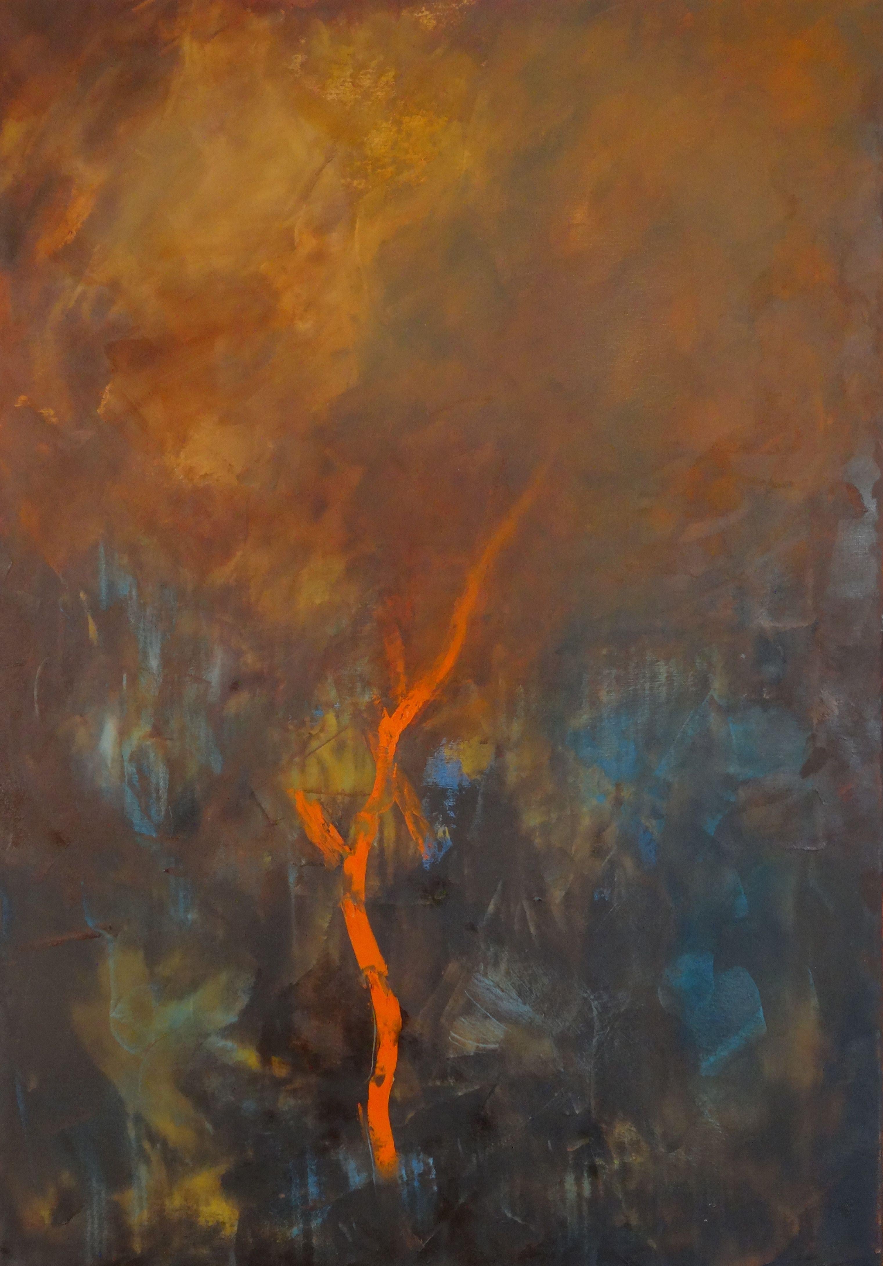 Eva Hoffmann Abstract Painting - Orange Tree Trunk, Painting, Oil on Canvas