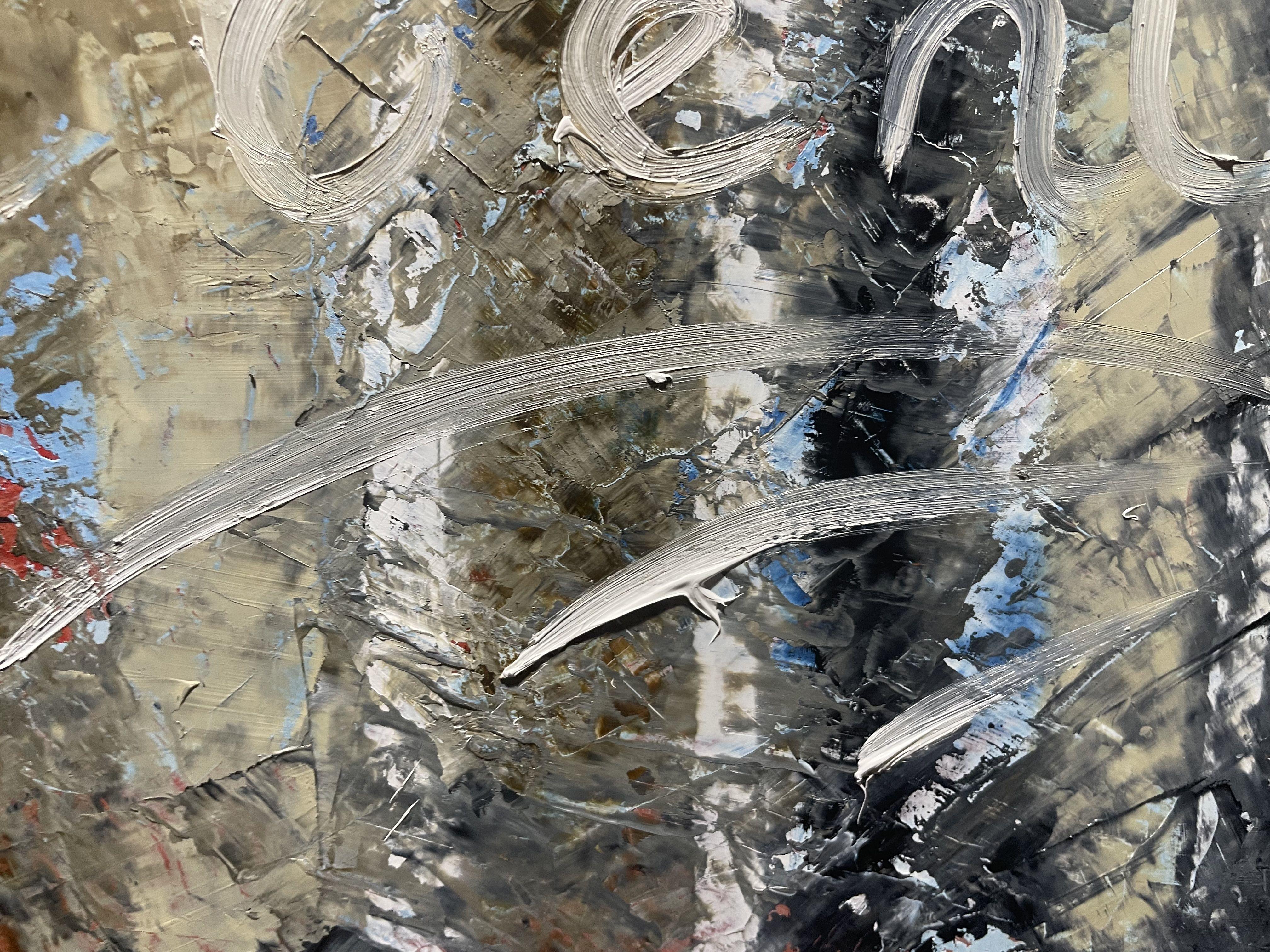 Silenzioso, Pittura, Olio su tela - Abstract Painting Grigio di Eva Hoffmann