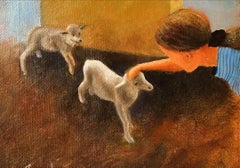 Two Lambs, Painting, Oil on Canvas