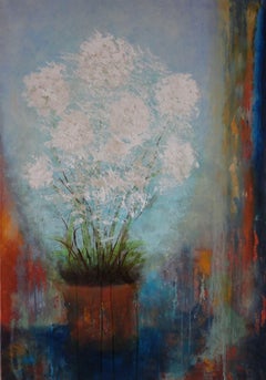 White Flowers, Painting, Oil on Canvas