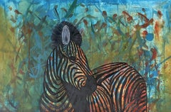 Zebra in South Africa, Painting, Oil on Canvas