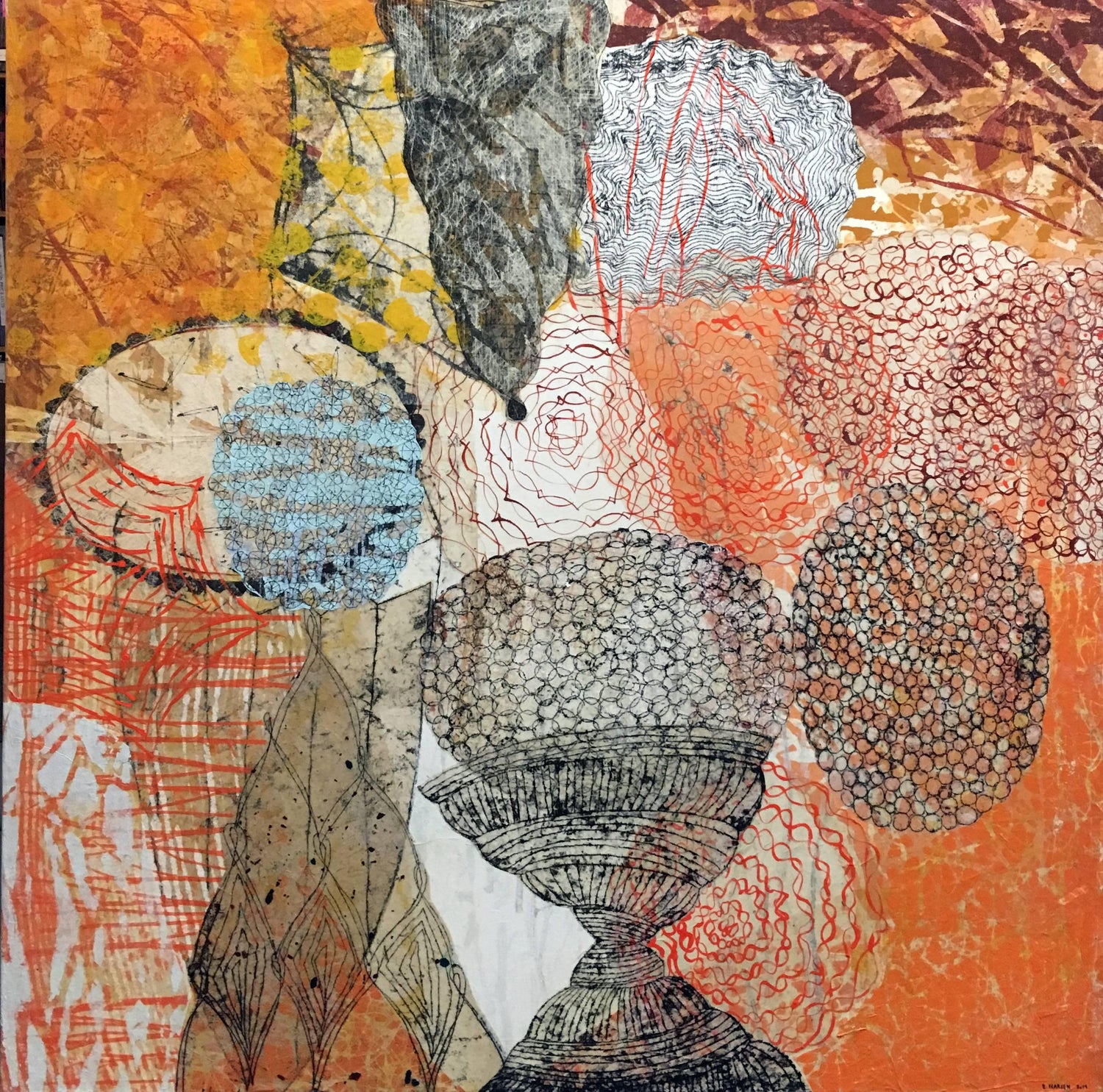 Eva Isaksen Contemporary Mixed Media Painting On Canvas Collaged Printmaking For Sale At 1stdibs