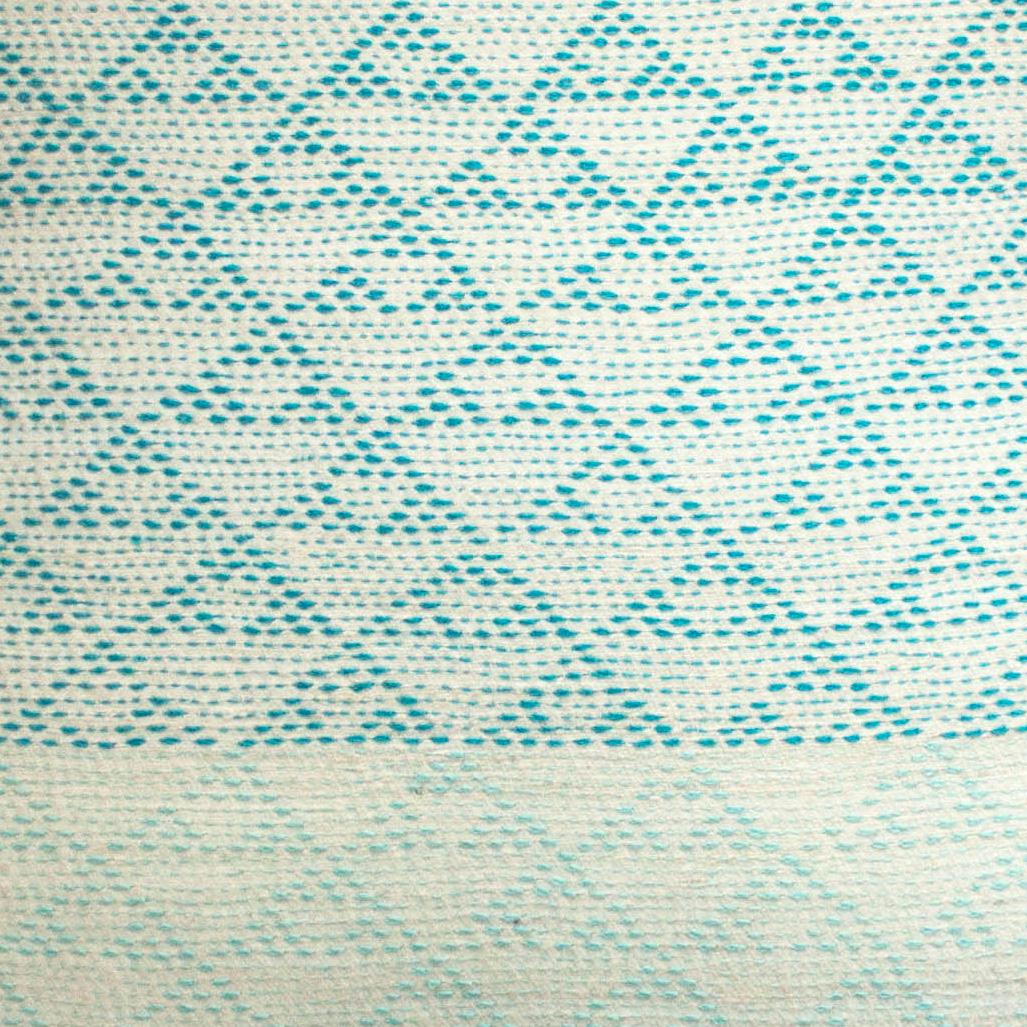 Eva Ivory & Turquoise Hand Embroidered Modern Geometric Throw Pillow Cover In New Condition In Westfield, NJ