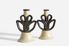 Eva Jancke Björk, Pair of Candle Holders, for Bo Fajans, Sweden, 1940s