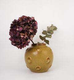 Eva Jancke-Björk - Round, Dark Yellow Vase with relief - Bo Fajans 1940s