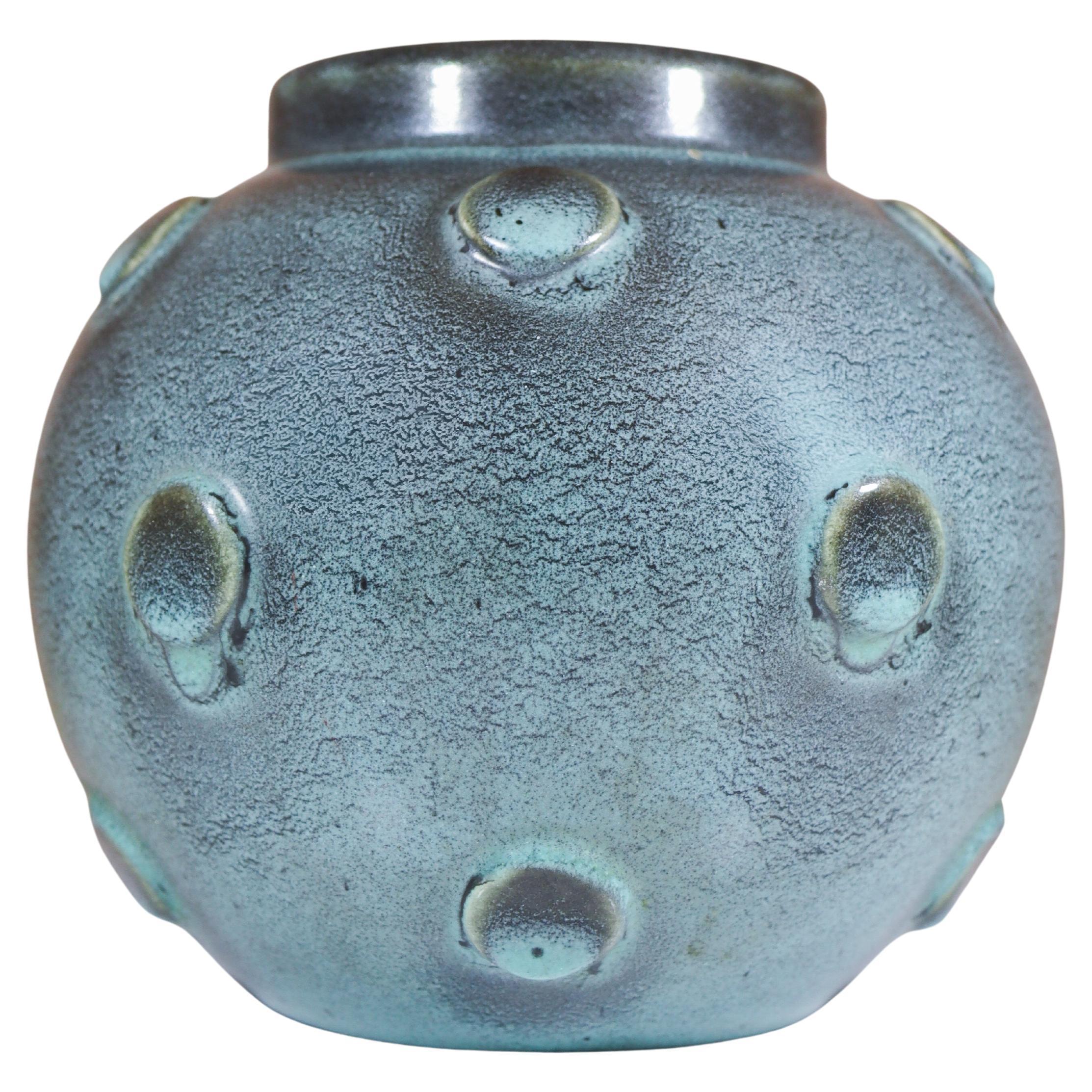 Eva Jancke-Björk - Vaso rotondo verde con rilievi - Bo Fajans 1940