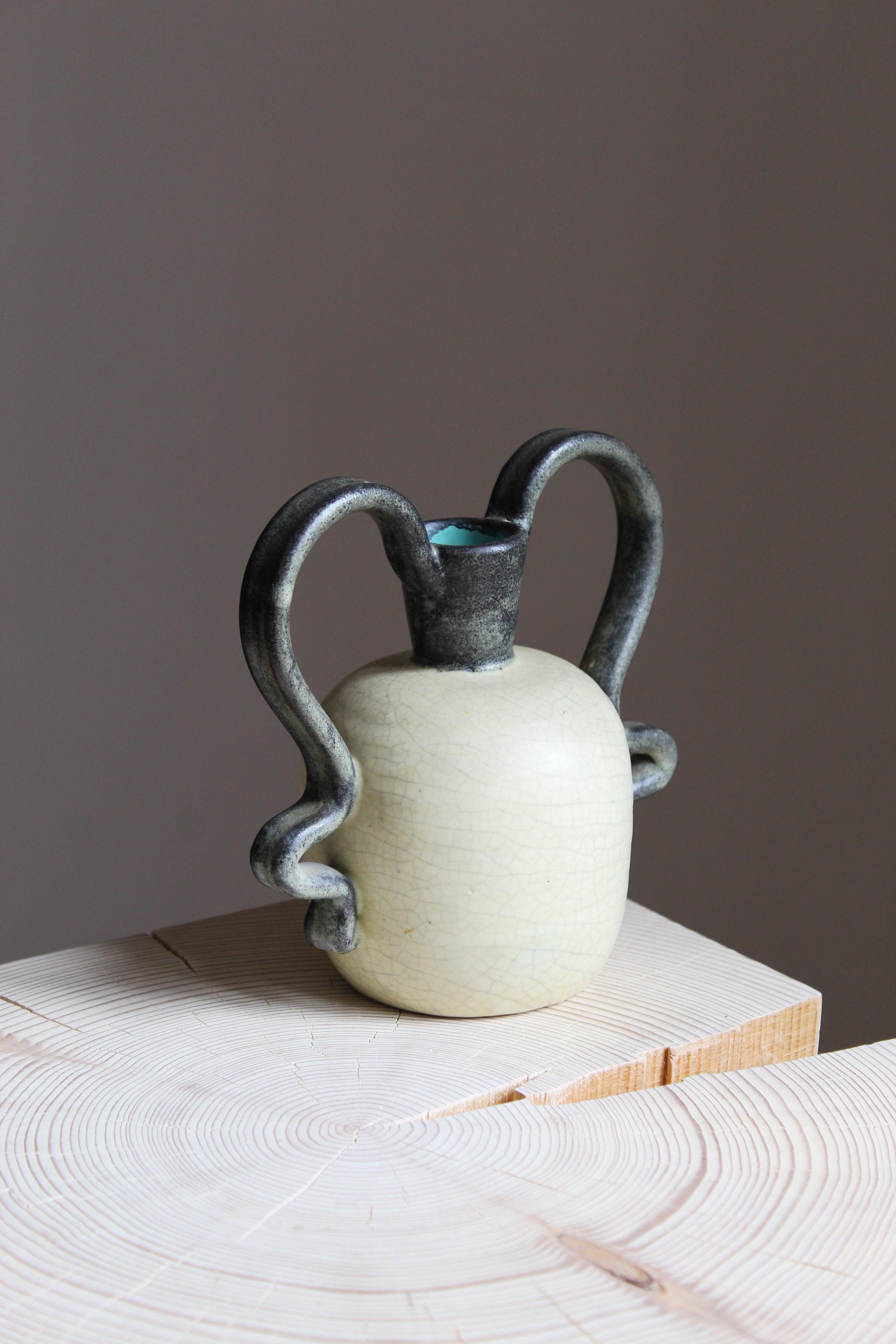 Art Deco Eva Jancke Björk, Small Vase, Glazed Stoneware, for Bo Fajans, Sweden, 1930s