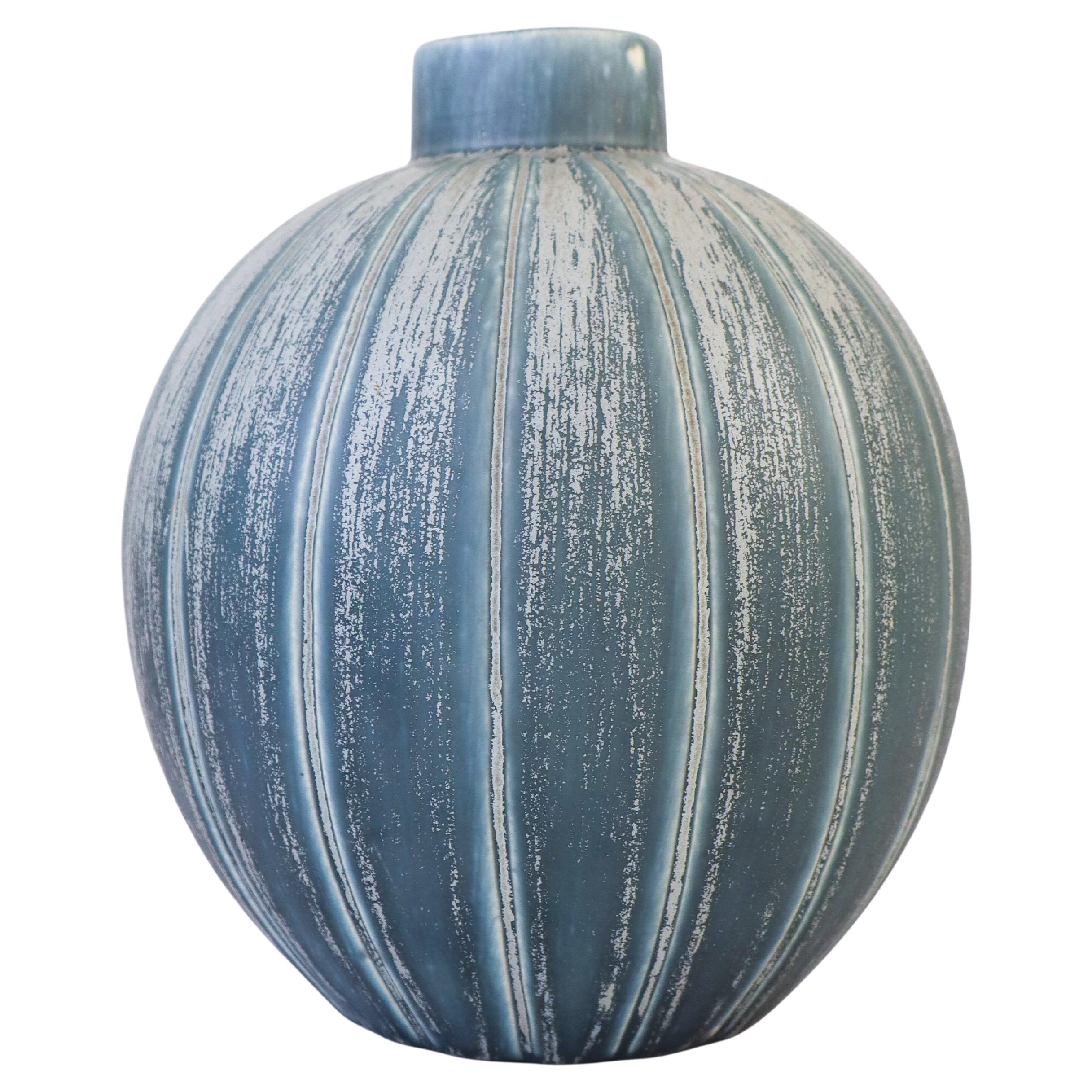 Eva Jancke-Björk– Stunning Matte Blue Ceramic Vase Bo Fajans - Midcentury Design