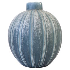 Antique Eva Jancke-Björk– Stunning Matte Blue Ceramic Vase Bo Fajans - Midcentury Design