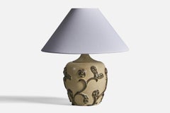 Eva Jancke Björk, Table Lamp, Earthenware, Metal, Fabric, Sweden, 1940s
