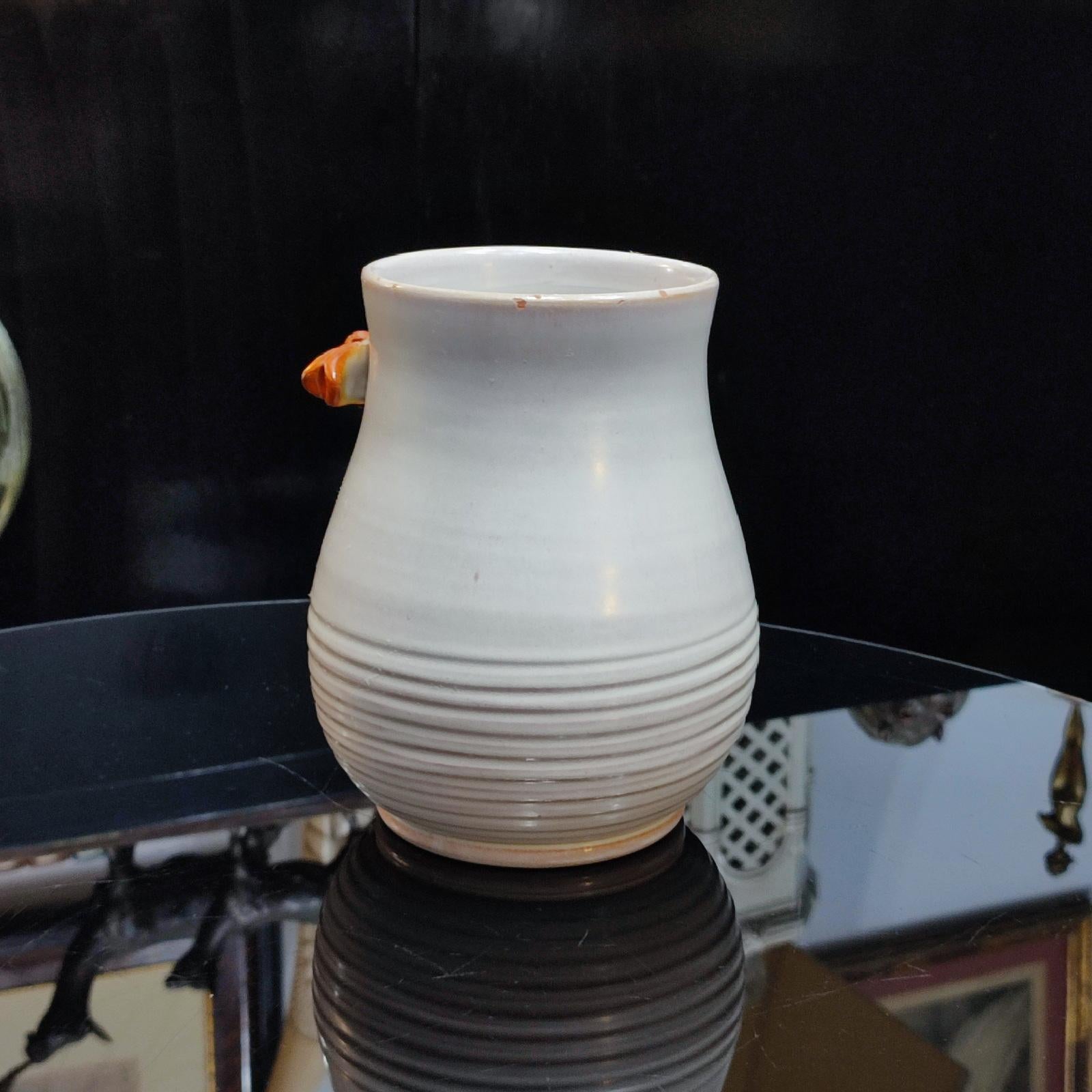 Glazed Eva Jancke Björk, Unique Faience Vase with Salamander, Bo Fajans, Sweden 1920 For Sale