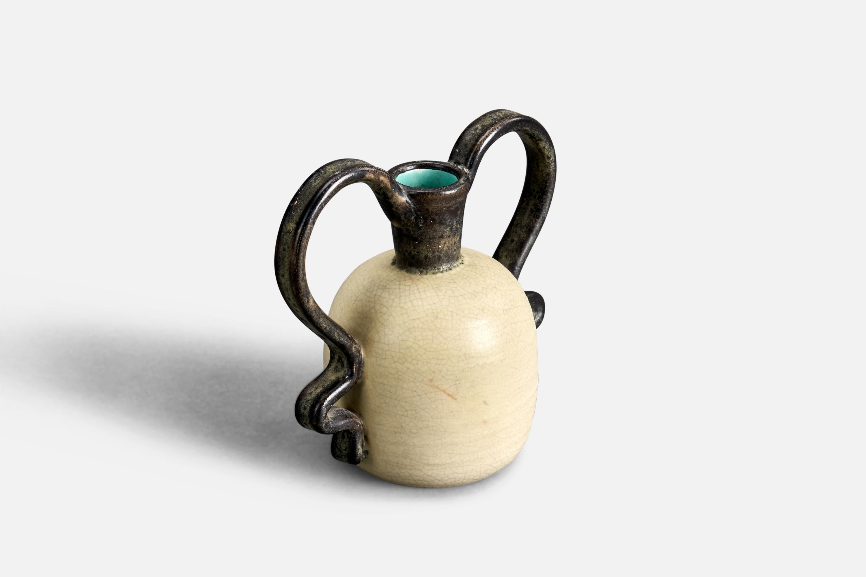 Scandinavian Modern Eva Jancke Björk, Vase, Earthenware, Bo Fajans, Sweden, 1940s For Sale