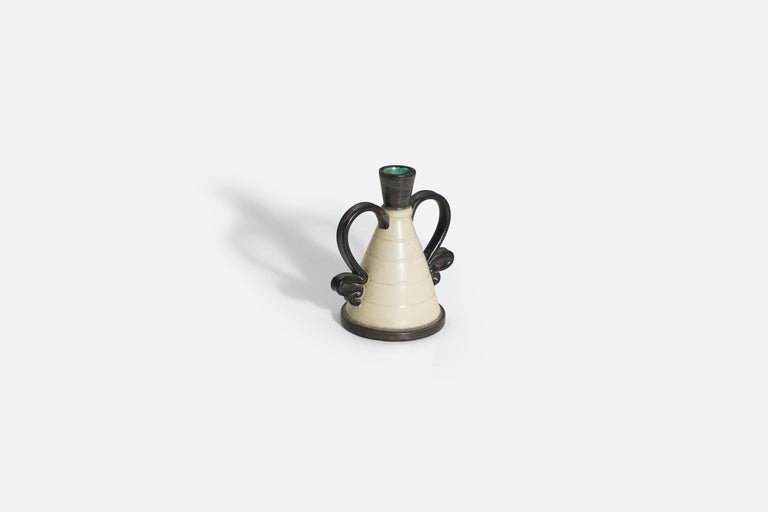 Swedish Eva Jancke Björk, Vase, Glaze Earthenware, for Bo Fajans, Sweden, 1940s For Sale