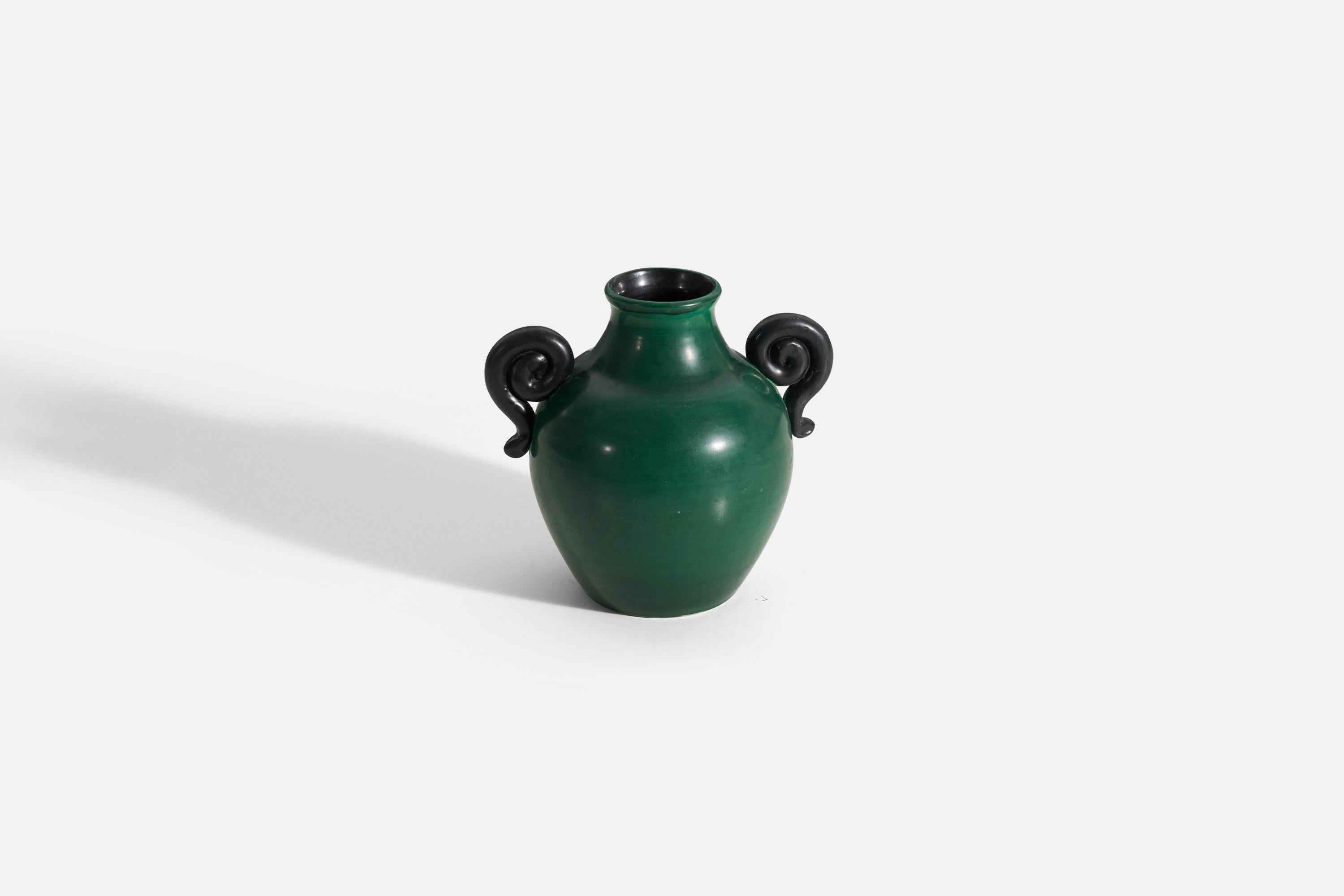Eva Jancke Björk, Vase, Glaze Earthenware, for Bo Fajans, Sweden, 1940s In Good Condition For Sale In High Point, NC