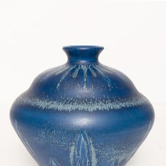 Eva Jancke-Björk Vase with Blue Glaze, from Bo Fajans, Sweden
