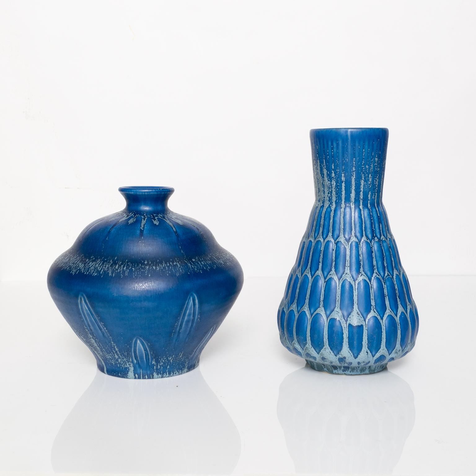 Eva Jancke-Björk Vase with Blue Glaze, from Bo Fajans, Sweden In Excellent Condition In New York, NY