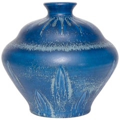 Eva Jancke-Björk Vase with Blue Glaze, from Bo Fajans, Sweden
