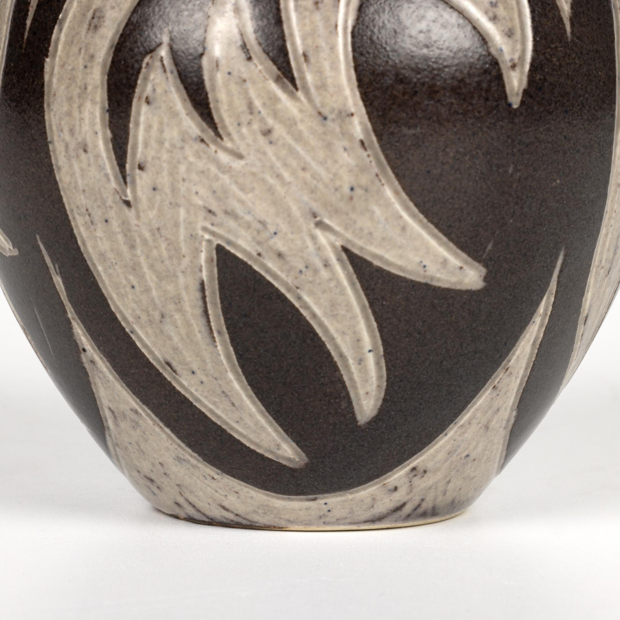 Eva & Johannes Andersen Mid-Century Danish Sgraffito Art Pottery Vase For Sale 3