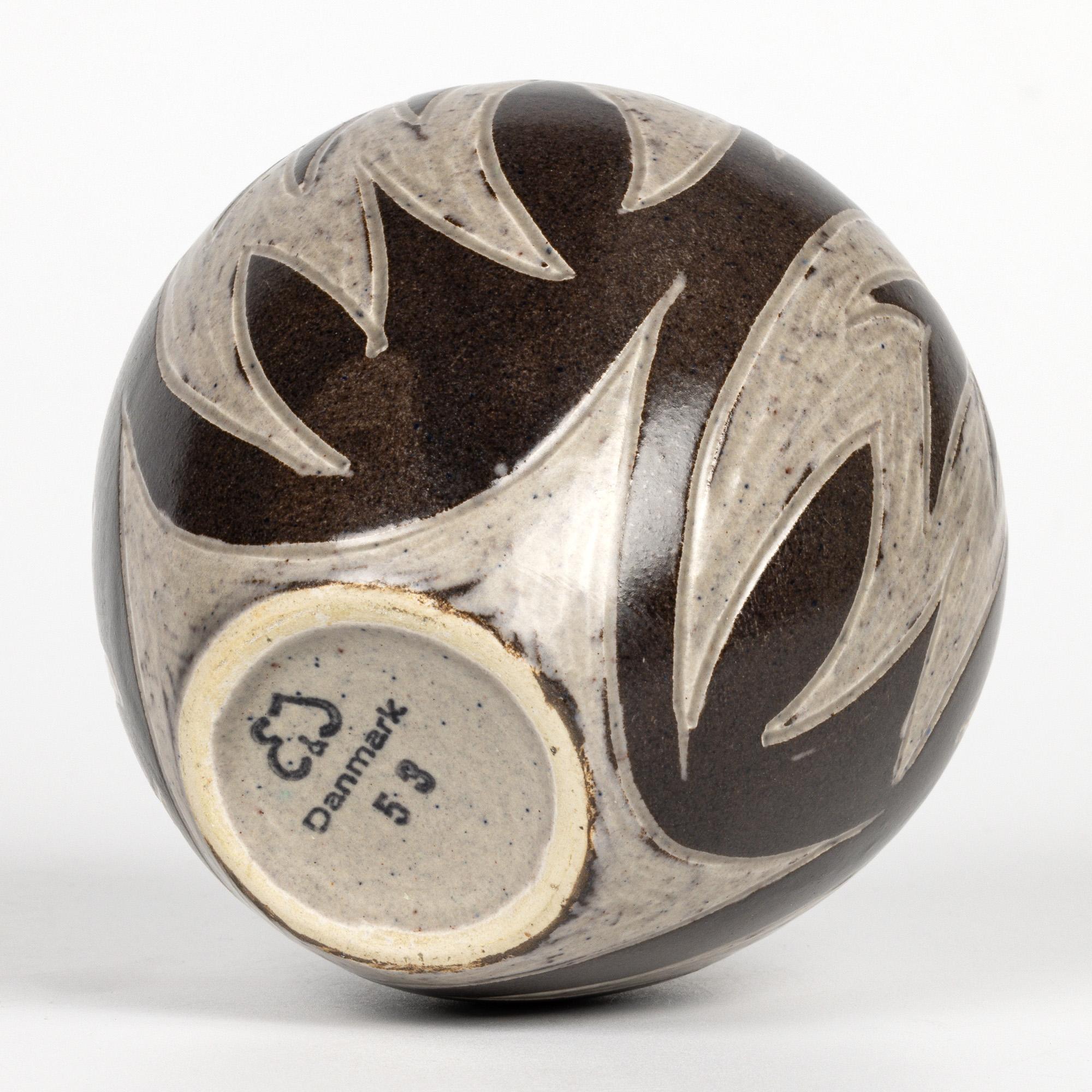 Glazed Eva & Johannes Andersen Mid-Century Danish Sgraffito Art Pottery Vase For Sale