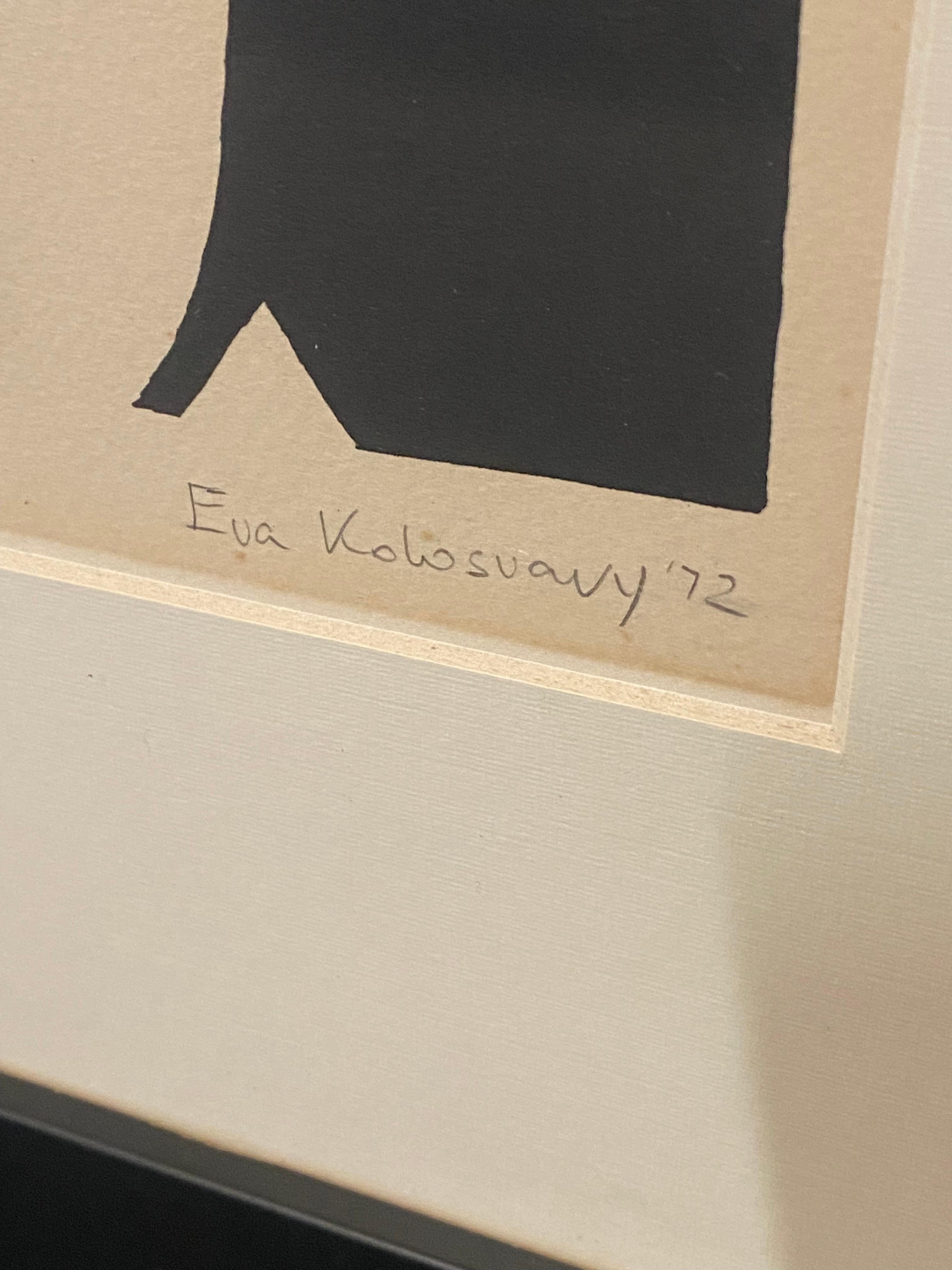 Litografía geométrica en blanco y negro de Eva Kolosvary-Stupler en venta 1