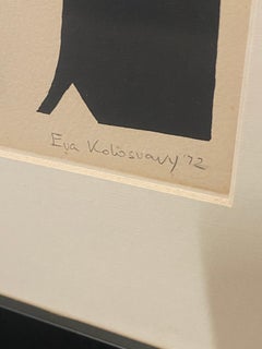 Geometric Black and White Lithograph by Eva Kolosvary-Stupler