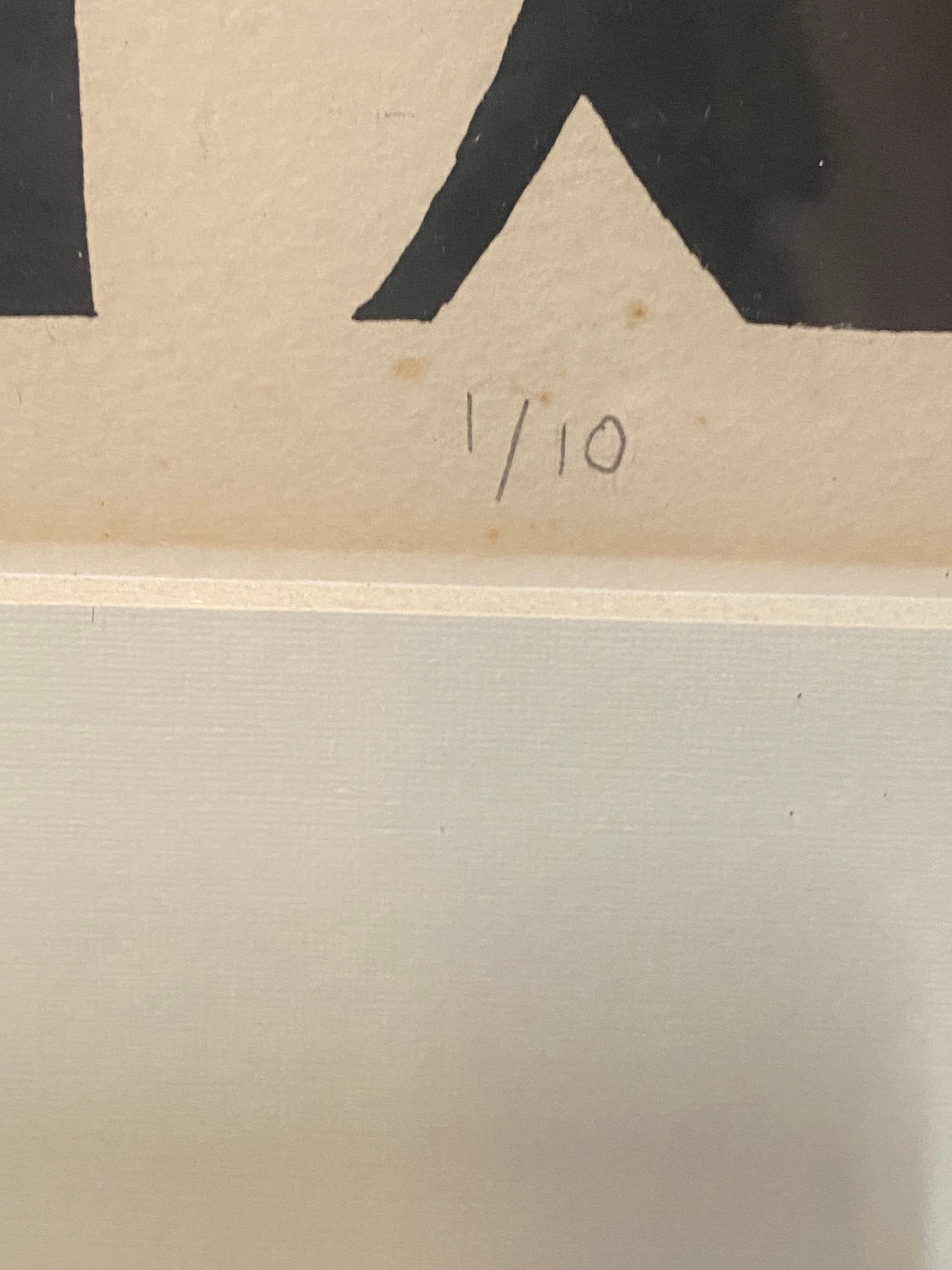 Litografía geométrica en blanco y negro de Eva Kolosvary-Stupler en venta 2