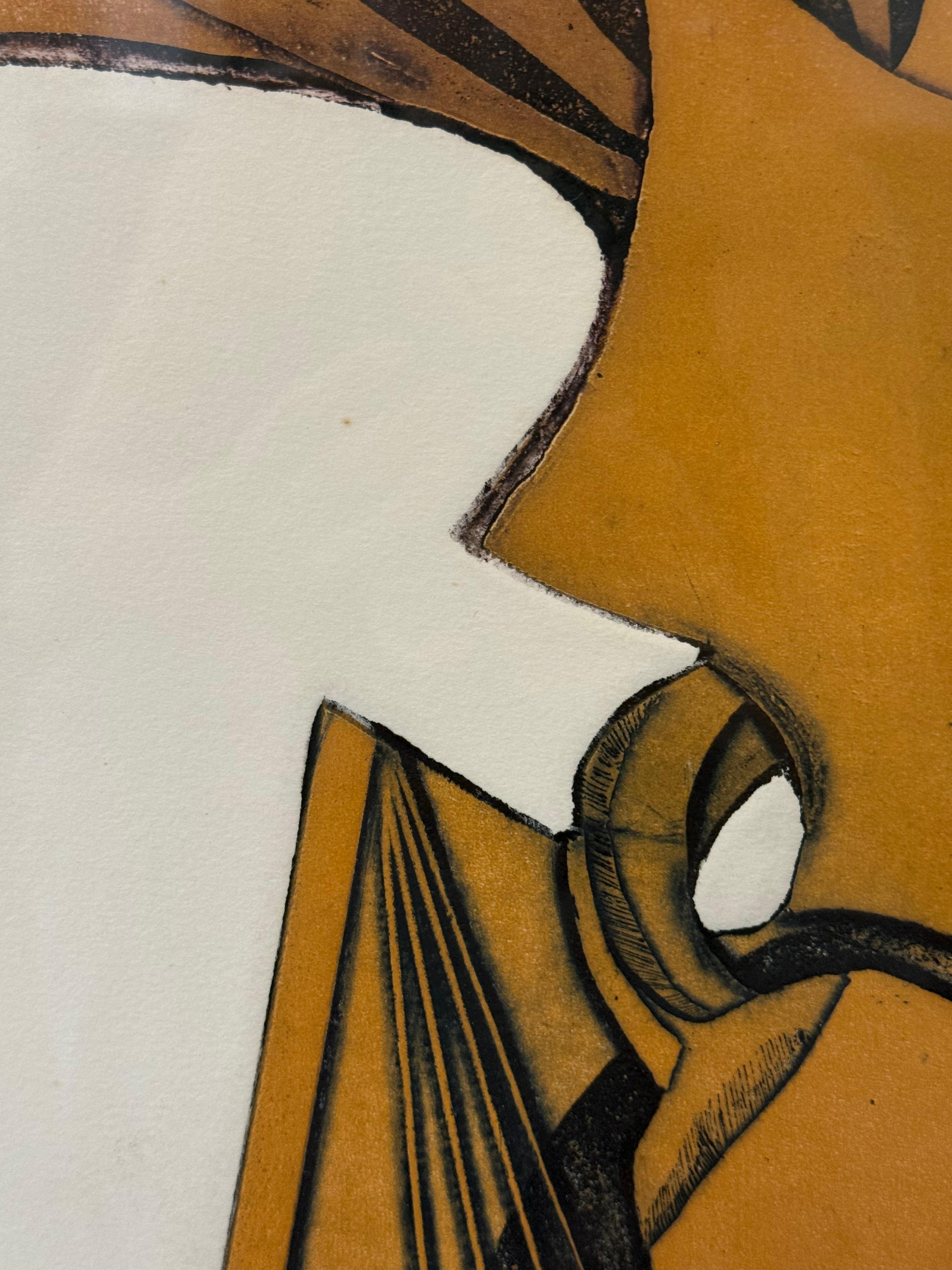 Große eingebettet Rusty Geometrische Abstrakte von Eva Koloswary (Beige), Abstract Print, von Eva Kolosvary-Stupler