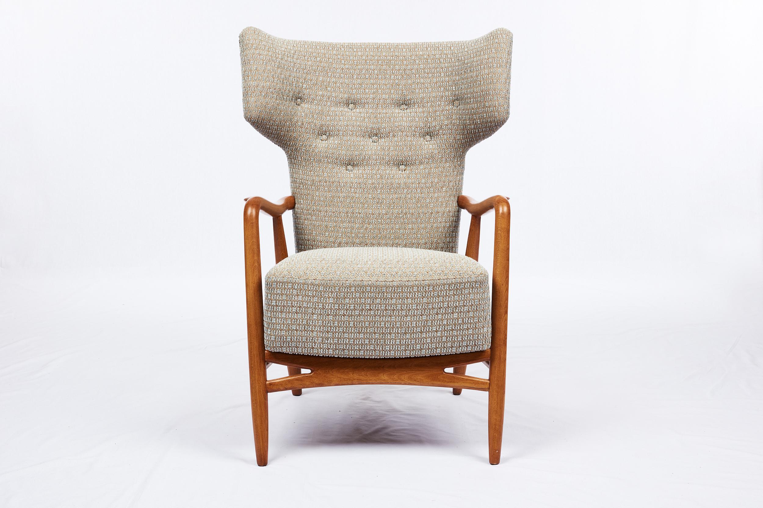 Eva Koppel wingback lounge chair designed in 1947.