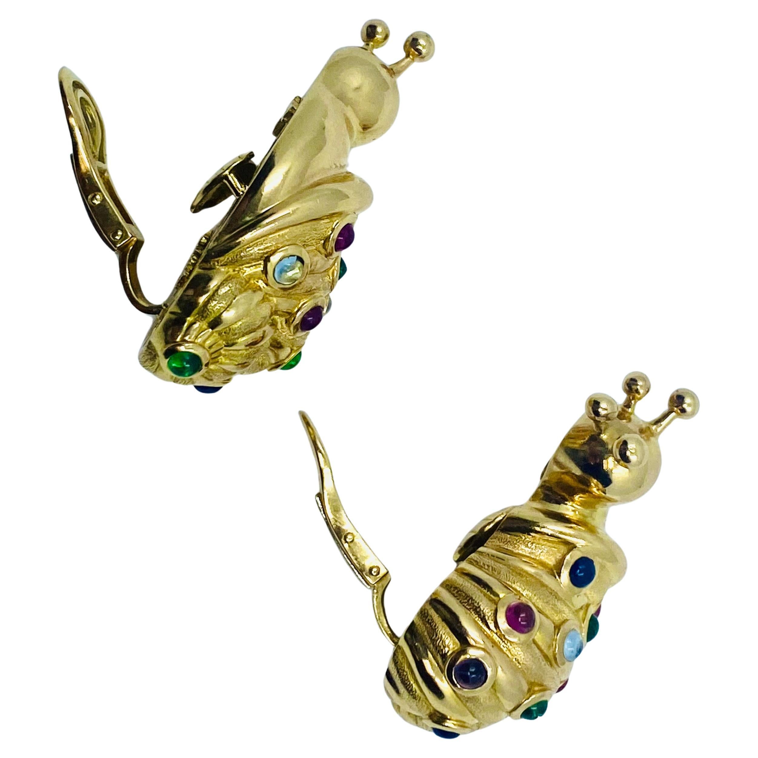 Women's Eva Legoura Snail Earrings 18k Gold Gemstones For Sale