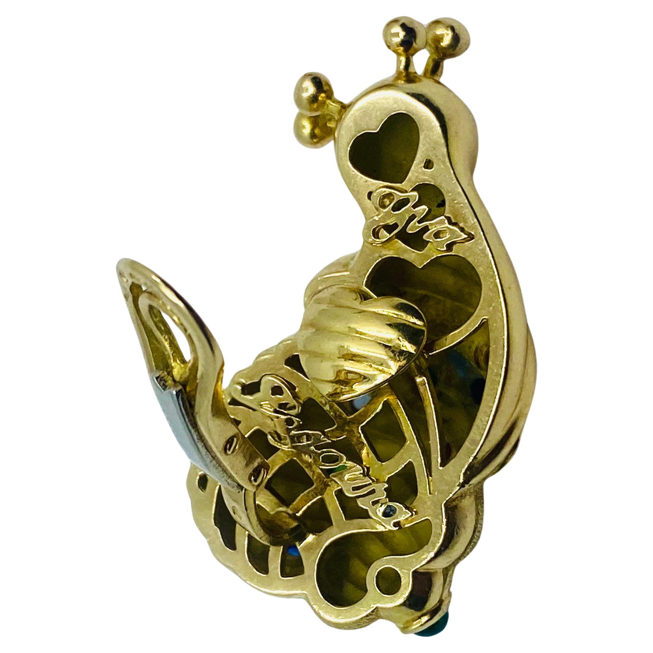 Eva Legoura Snail Earrings 18k Gold Gemstones For Sale 2