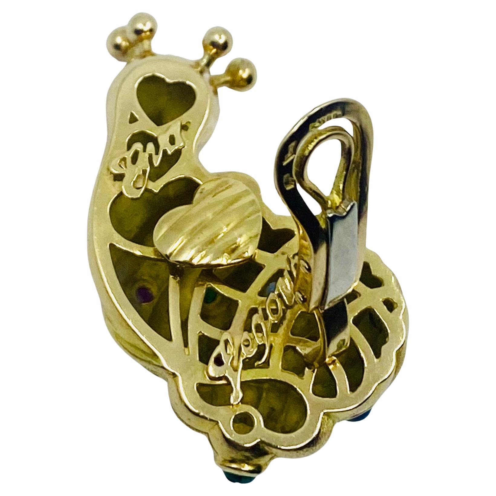 Eva Legoura Snail Earrings 18k Gold Gemstones For Sale 4
