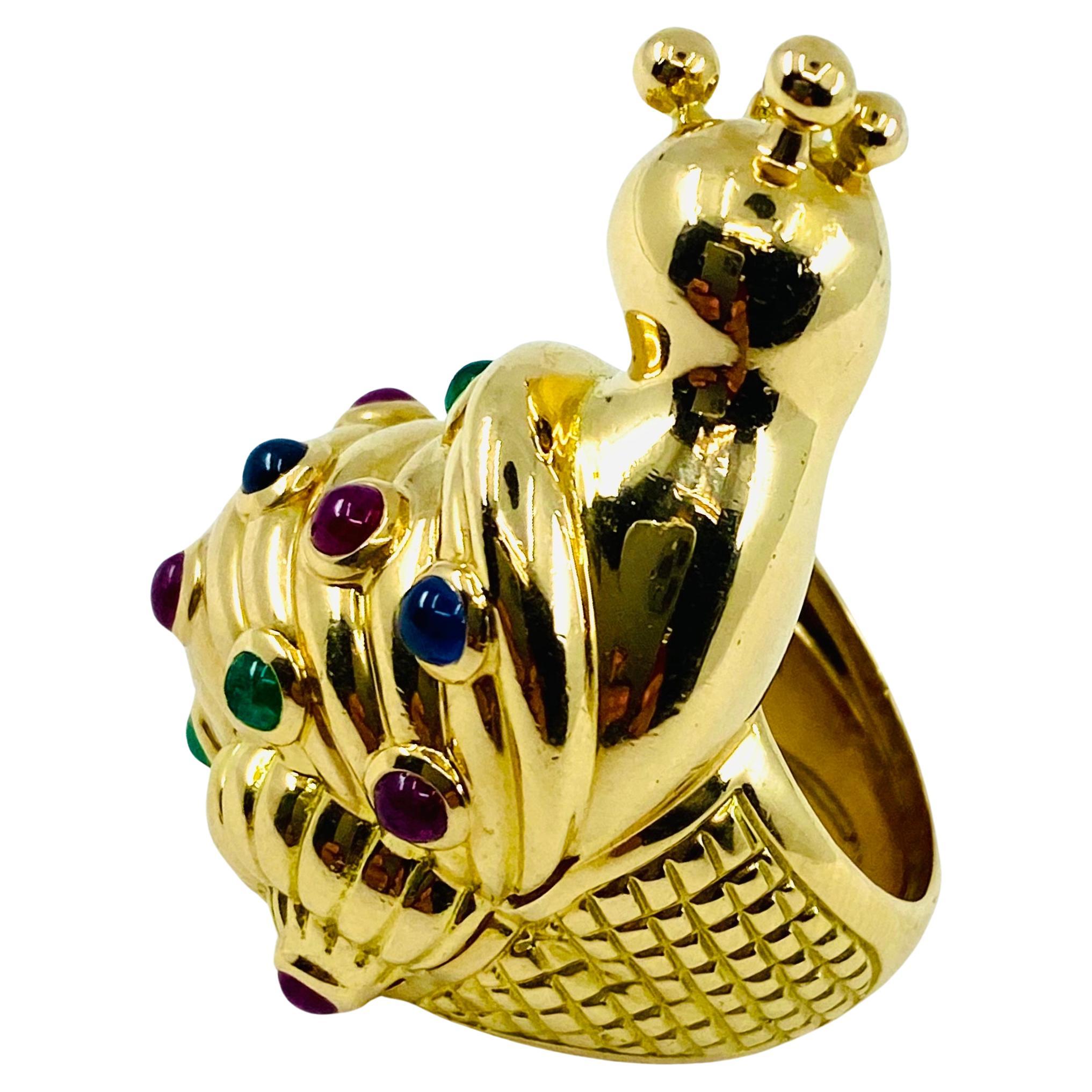 Eva Legoura Snail Ring 18k Gold Gemstones
