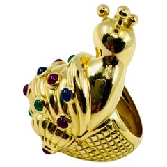 Eva Legoura Snail Ring 18k Gold Gemstones
