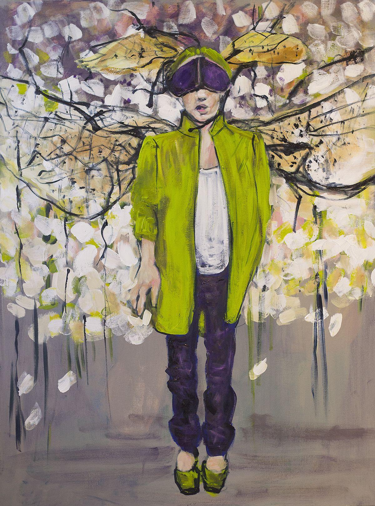 Fly Girl, Gemälde, Acryl auf Leinwand – Painting von Eva  Lewarne