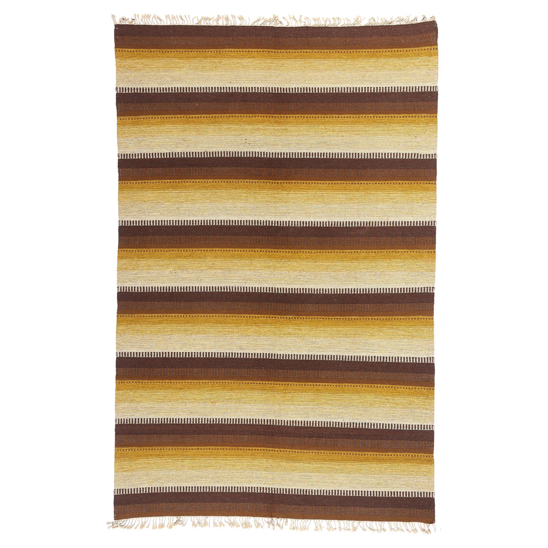 Tapis scandinave en röllakan tissé à plat de style moderne Eva-Lisa Nordin des années 1960