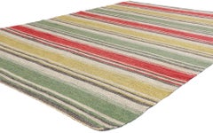 Eva-Lisa Nordin Vintage Swedish Striped Scandinavian Röllakan Rug, 6'07 x 9'10