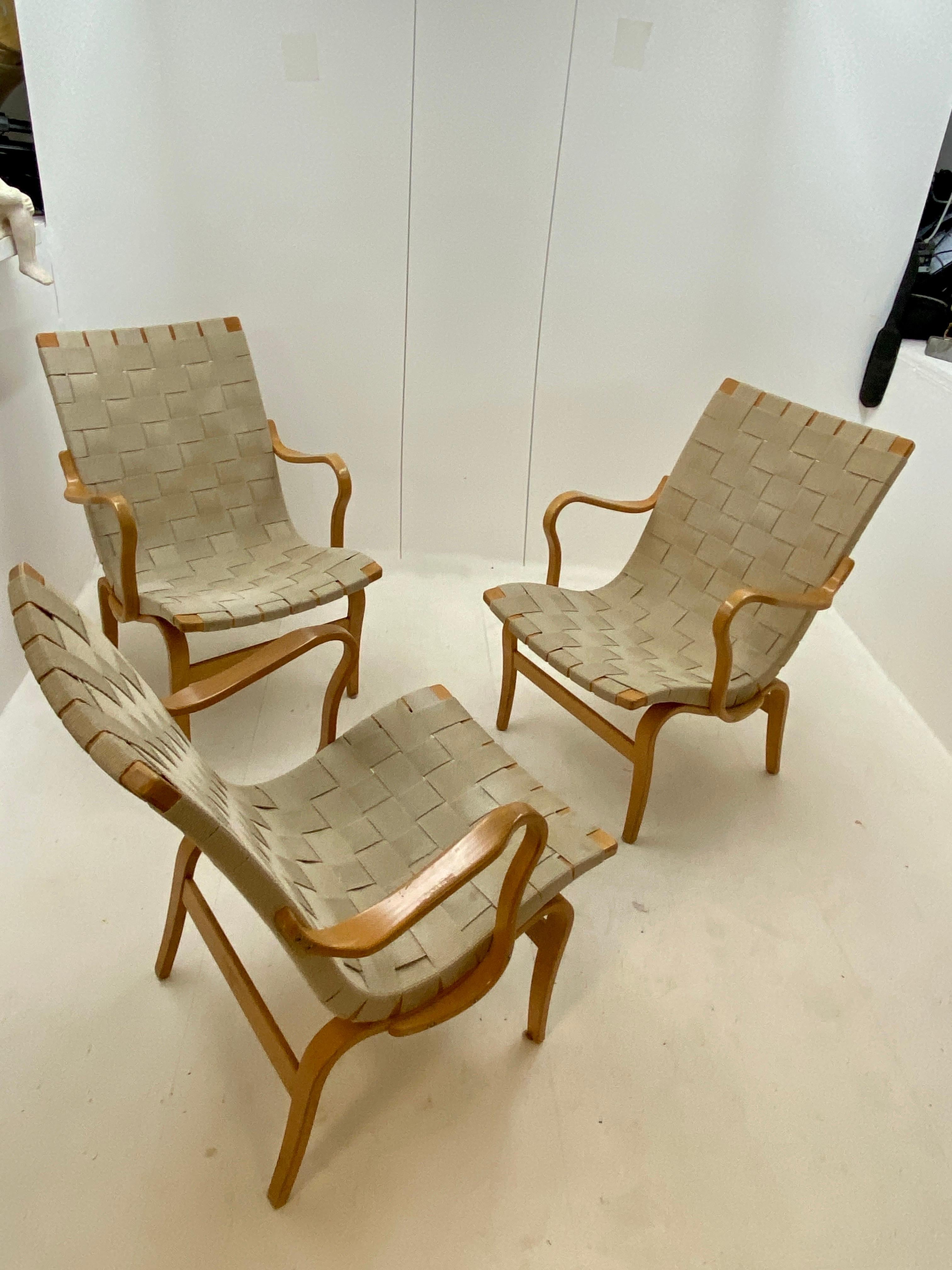  Fauteuils de salon Eva créés par Bruno Mathsson, années 1960, lot de 3 en vente 6