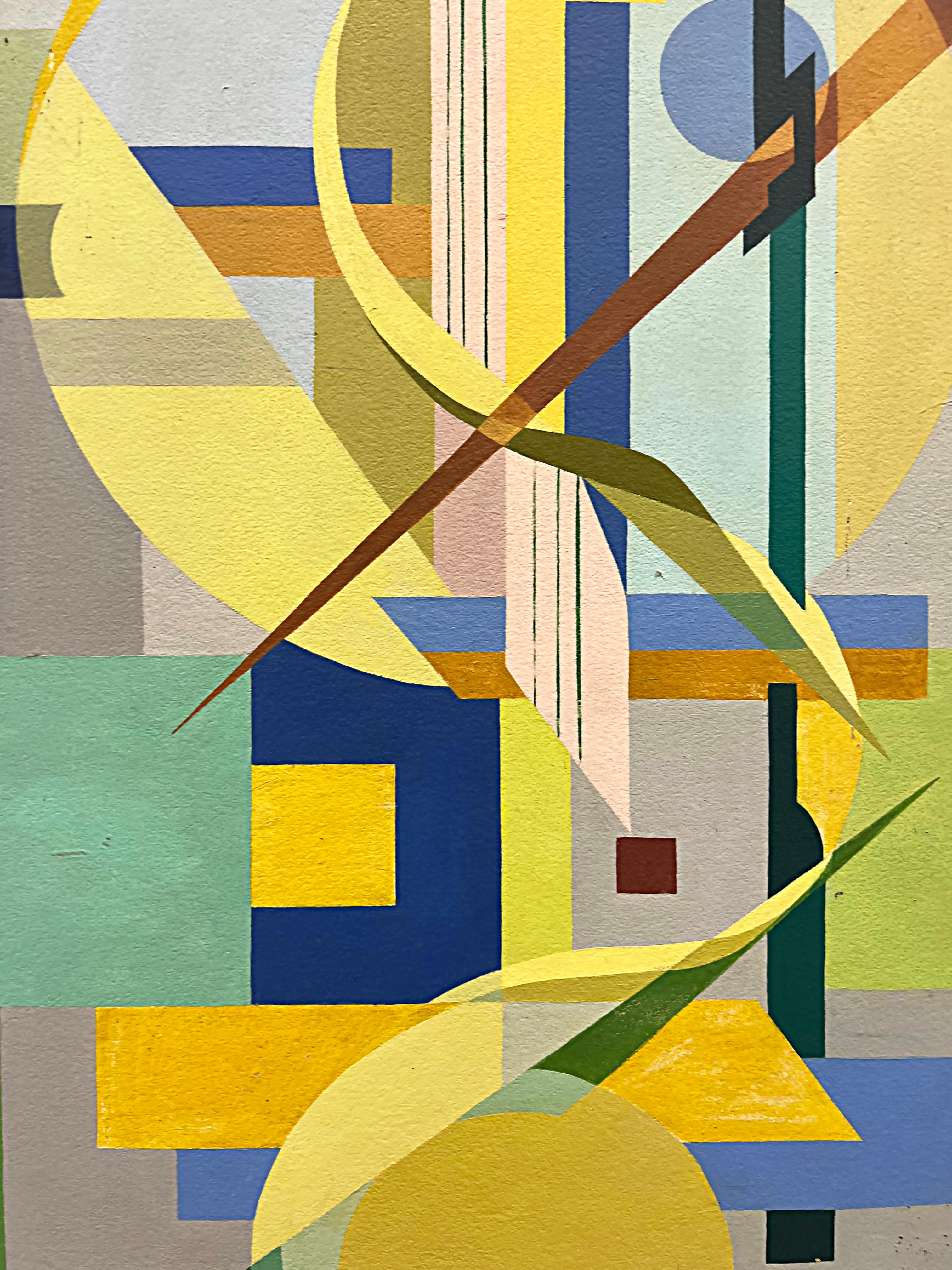 Eva Lucille Kirchner Mid-Century Modern abstract painting

Offered for sale is an Eva Lucille Kirchner (American 1901-1991) original Mid Century Modern abstract Op-Art acrylic painting on board. The painting I signed by the artist in the lower
