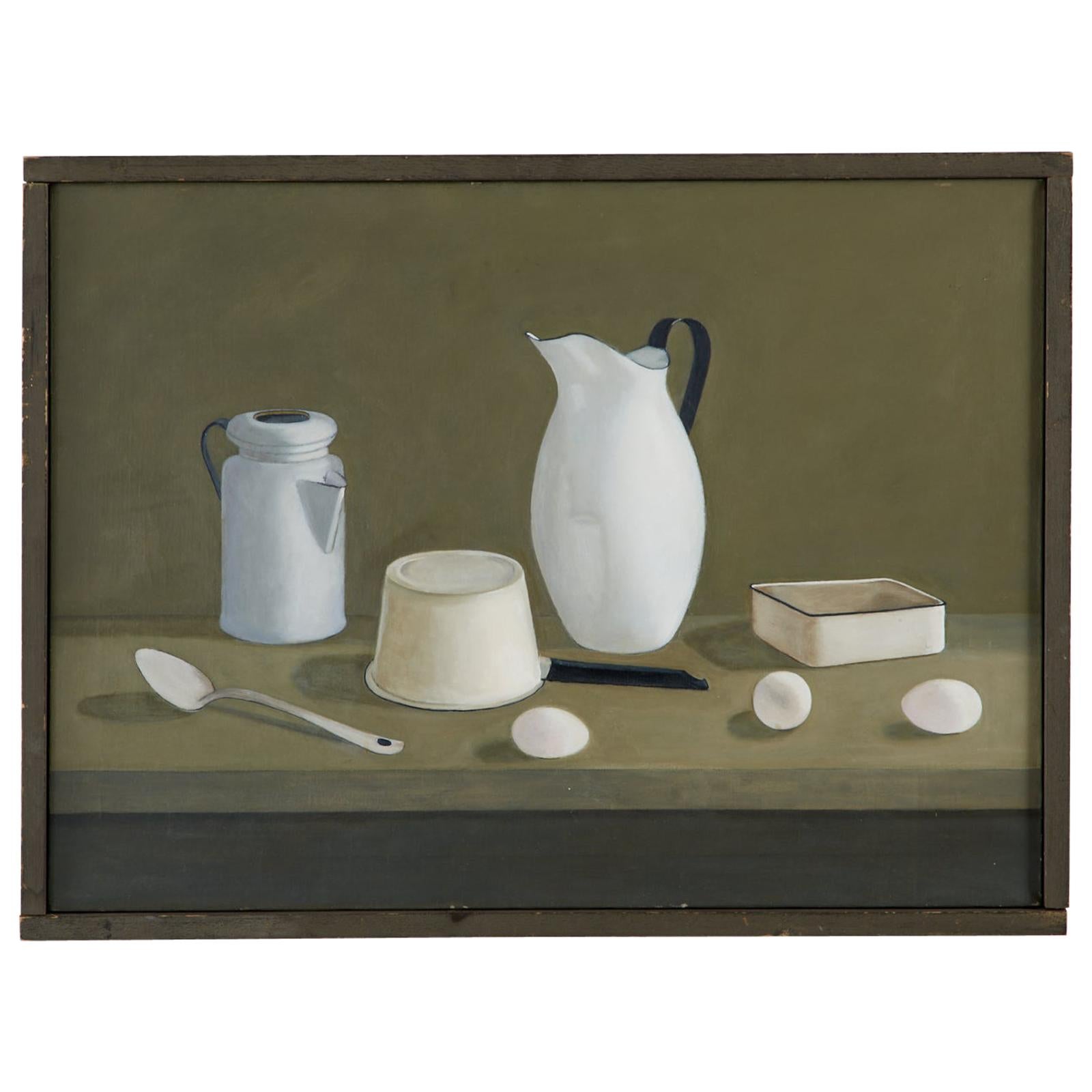 Eva Marinelli Martino White Porcelain Oil Canvas Painting