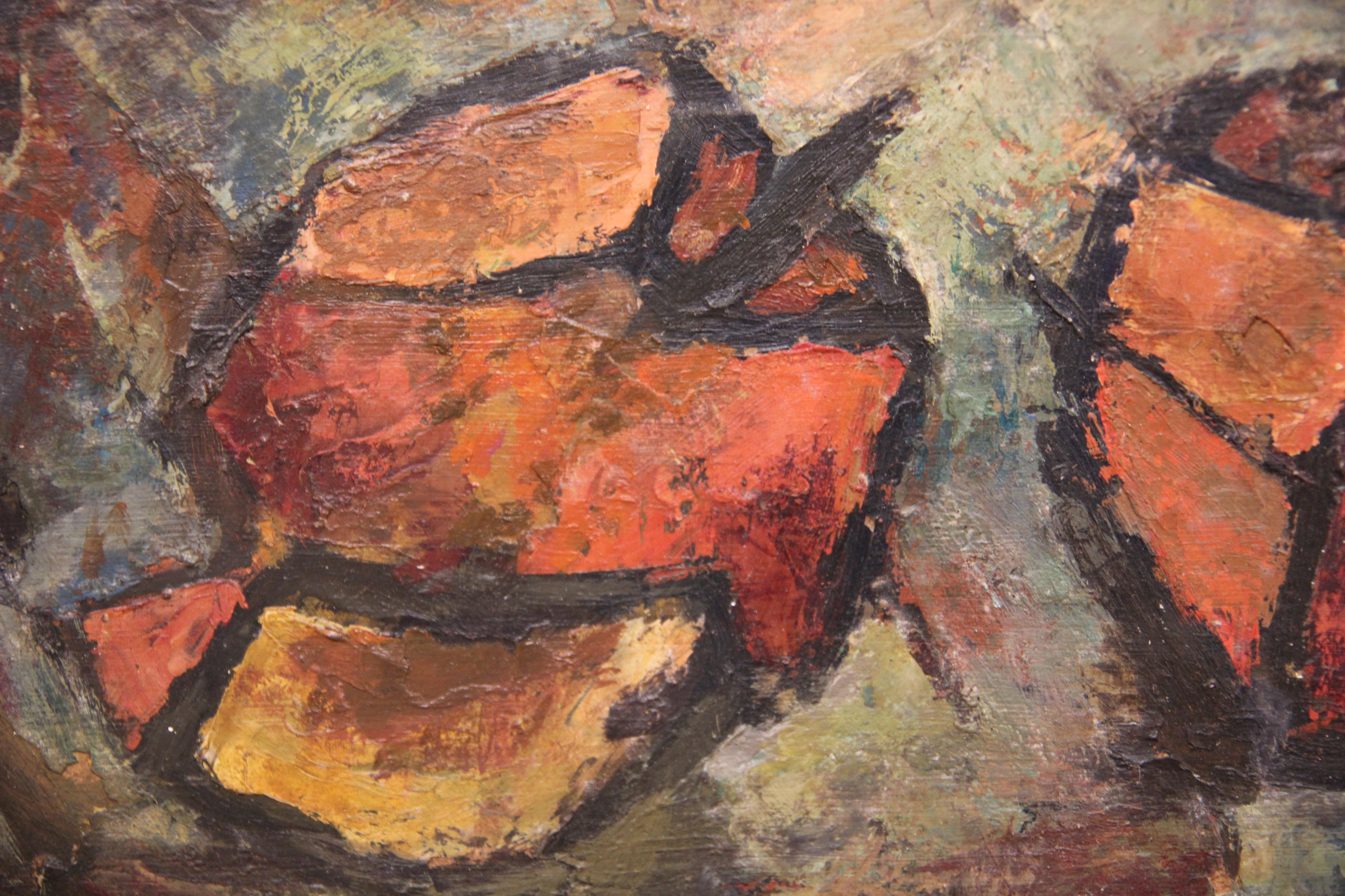 Cubist Still Life of Apples - Painting by Eva McMurrey