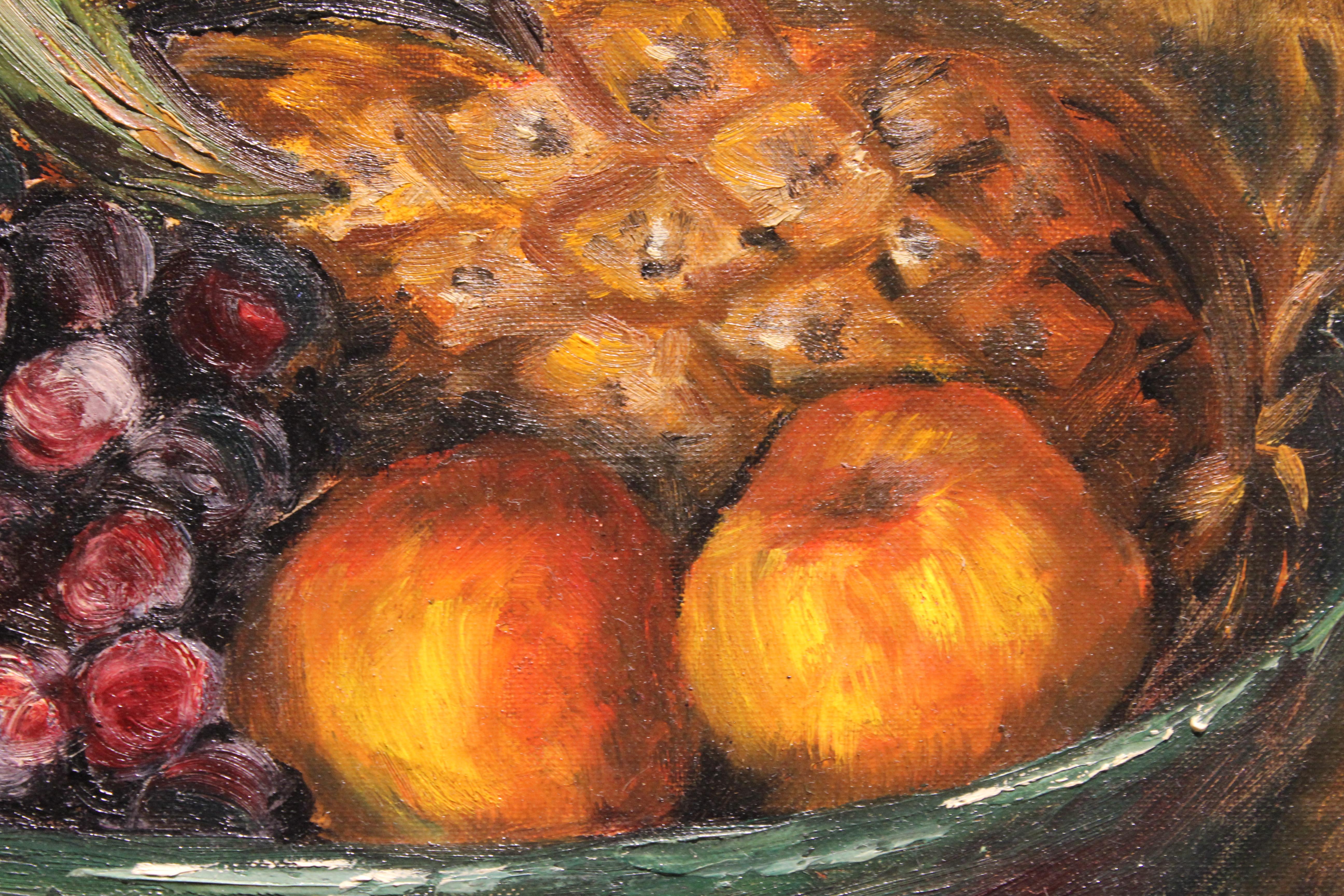 Fruit Basket Still Life - American Realist Painting by Eva McMurrey