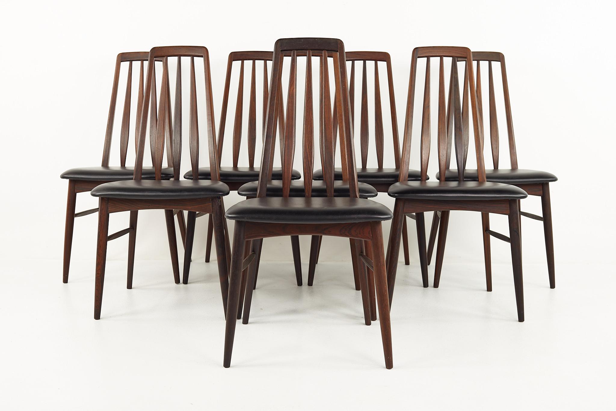 Niels Koefoed Eva Mid Century Danish Rosewood Dining Chairs - Set of 8

Each chair measures: 18.5 wide x 17 deep x 37.5 high, with a seat height of 18.5 inches

All pieces of furniture can be had in what we call restored vintage condition. That
