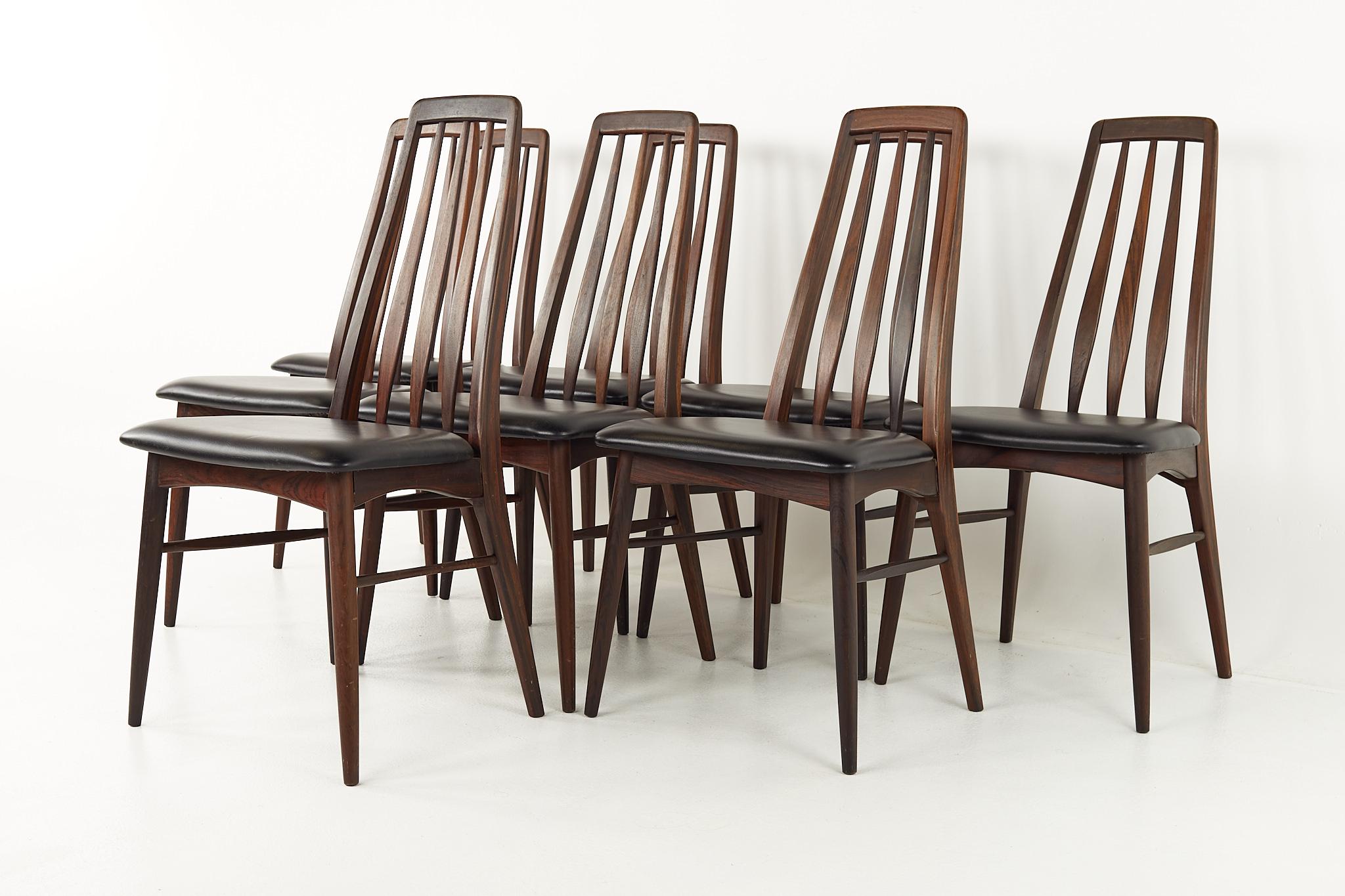 Mid-Century Modern Niels Koefoed Eva Mid Century Danish Rosewood Dining Chairs - Set of 8