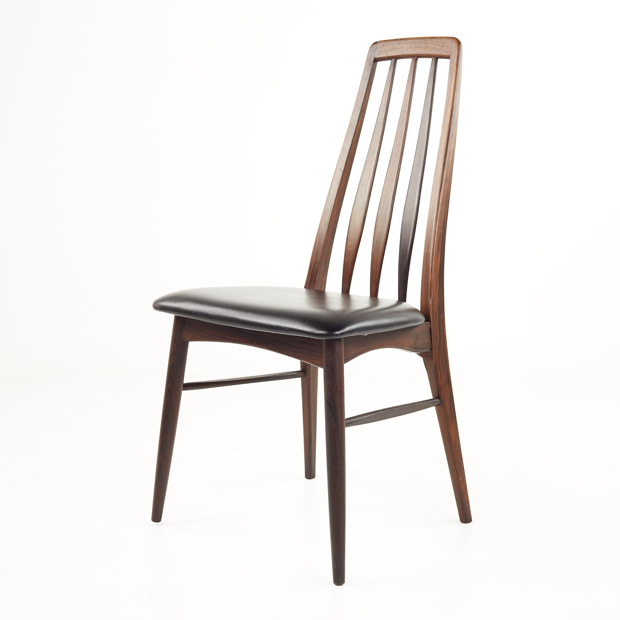 Upholstery Niels Koefoed Eva Mid Century Danish Rosewood Dining Chairs - Set of 8