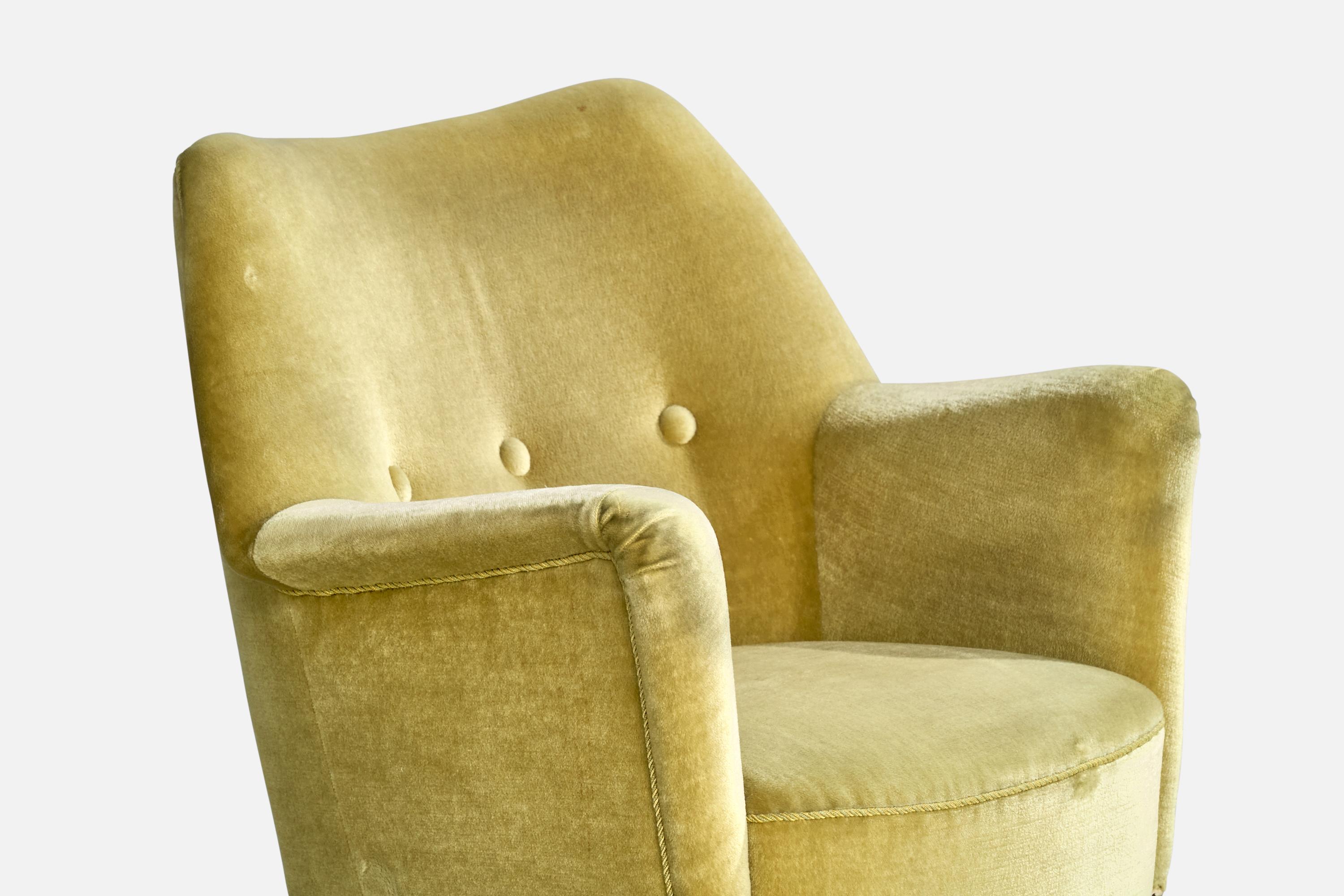 Eva & Niels Koppel, Lounge Chairs, Wood, Velvet, Denmark, 1950s For Sale 2