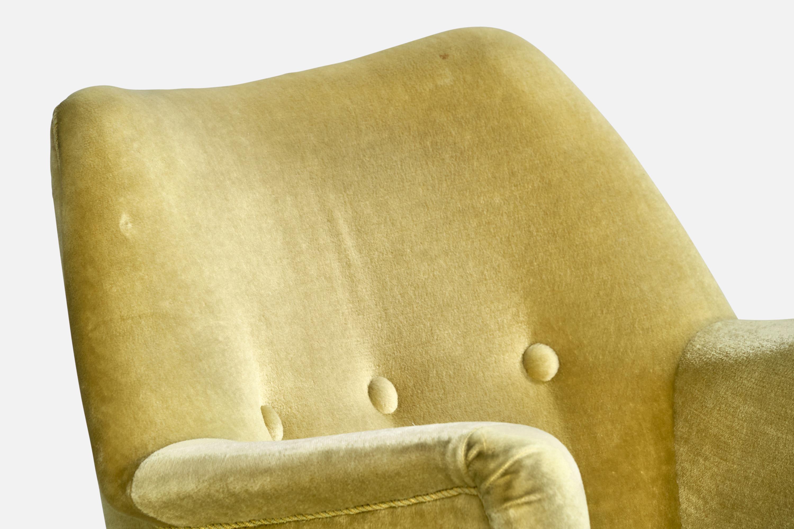 Eva & Niels Koppel, Lounge Chairs, Wood, Velvet, Denmark, 1950s For Sale 3