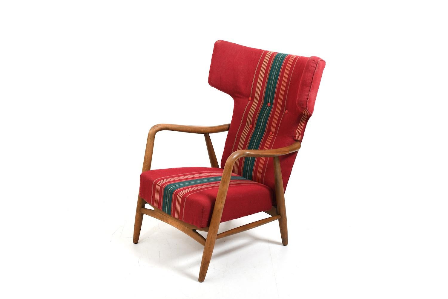 Scandinavian Modern Eva & Nils Koppel Wingback Lounge Chair 1947 For Sale