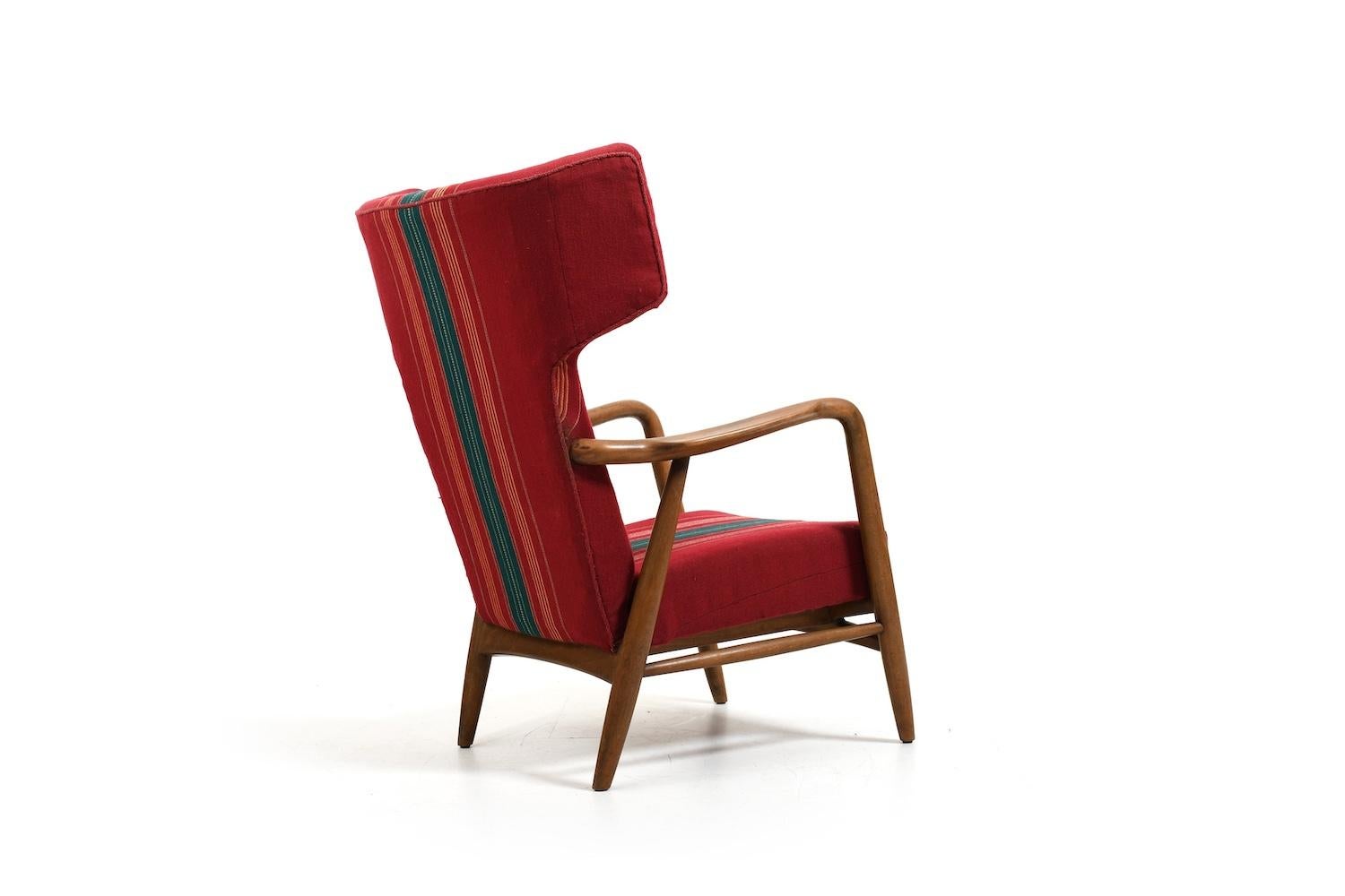 Fabric Eva & Nils Koppel Wingback Lounge Chair 1947 For Sale