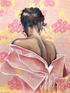 "Nadia" Pintura al Óleo Contemporánea sobre Tela de Chica de Alta Costura en París
